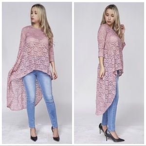 ❤️LAST NEW Mauve Lace High Low Top